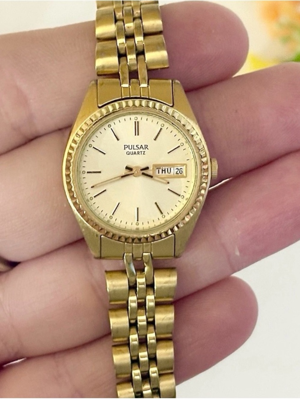 Vintage Pulsar Seiko Day/Date Jubilee Ladies Cocktail Watch WORKS! Luxury Style